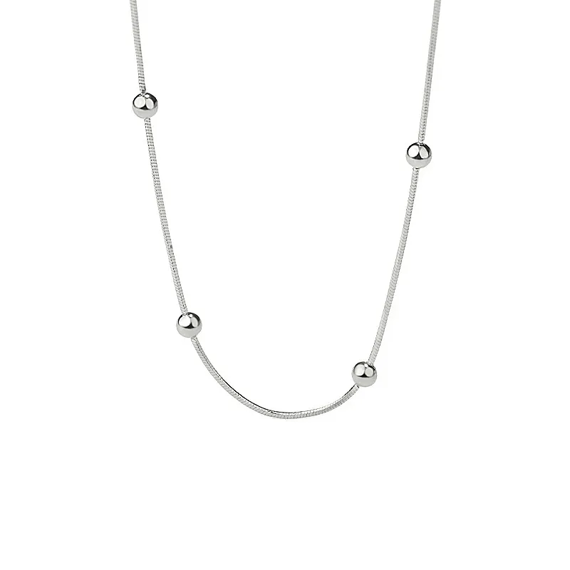 S925 Round Beads Snake Chain Necklace 80100022