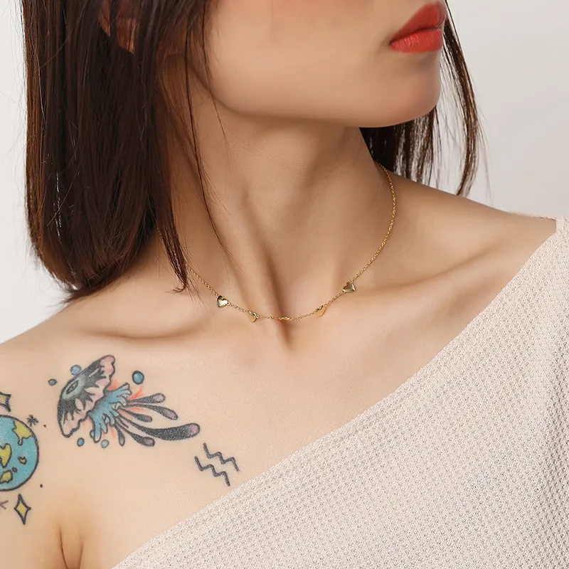 S925 Sterling Silver Hearts Chain Necklace 80100023 - image1