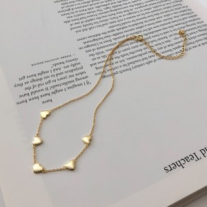 S925 Sterling Silver Hearts Chain Necklace 80100023