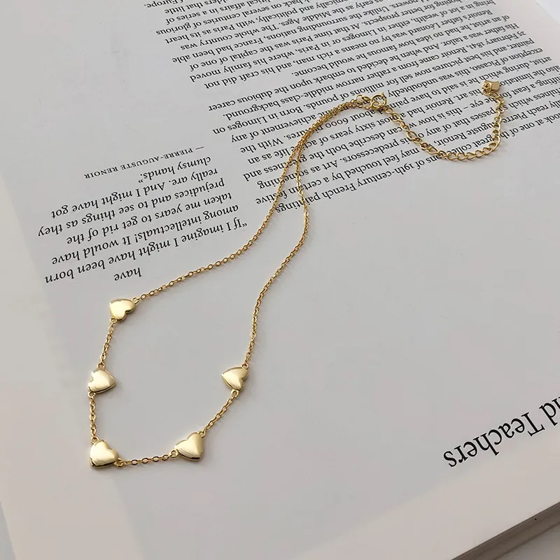 S925 Sterling Silver Hearts Chain Necklace 80100023 - image2