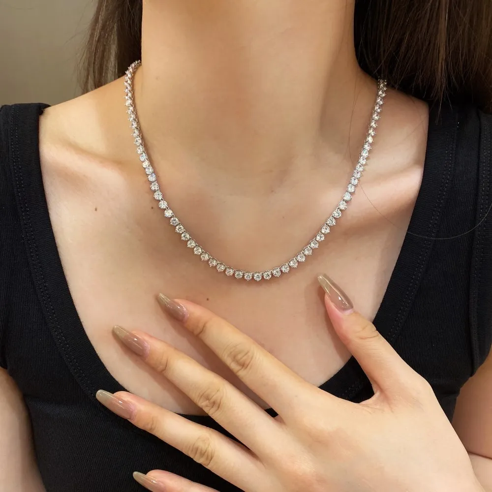 925 Sterling Silver 4mm Zirconia Tennis Necklace 80100026 - image1