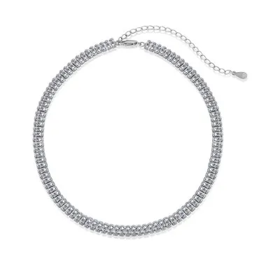 925 Sterling Silver Choker Zirconia Tennis Necklace 80100027