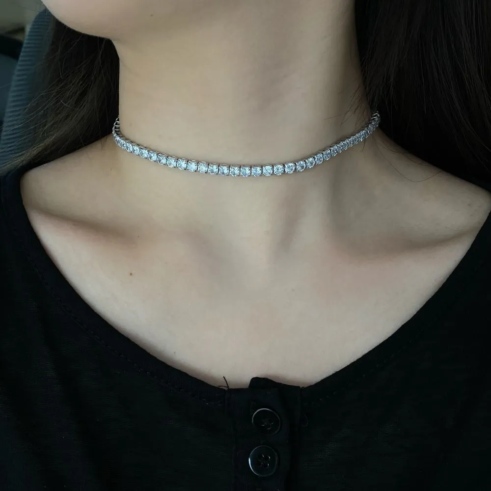 925 Sterling Silver 2/3/4mm Zirconia Tennis Necklace 80100028 - image2