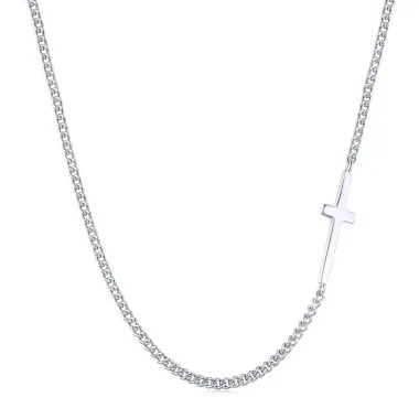 925 Sterling Silver Cross Chain Necklace 80100031