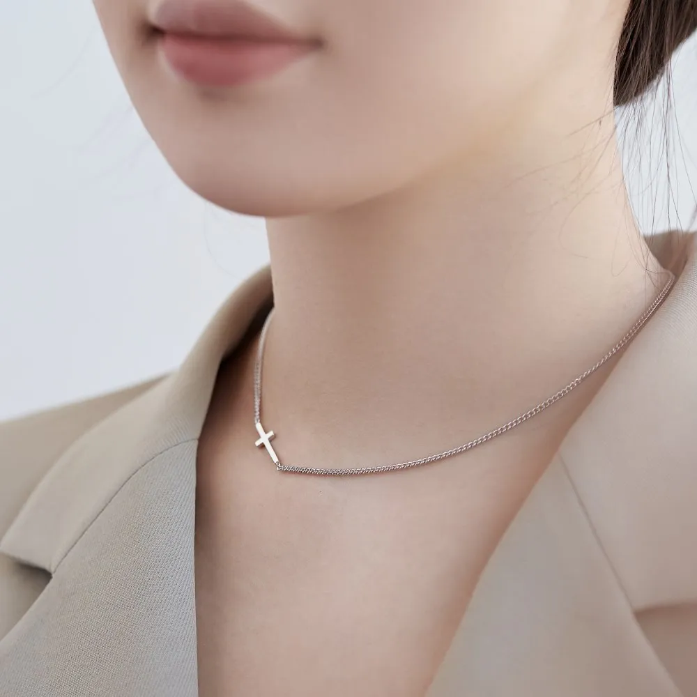 925 Sterling Silver Cross Chain Necklace 80100031 - image2