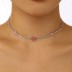 8A Zirconia Flower Heart Pendant Tennis Necklace 80100033