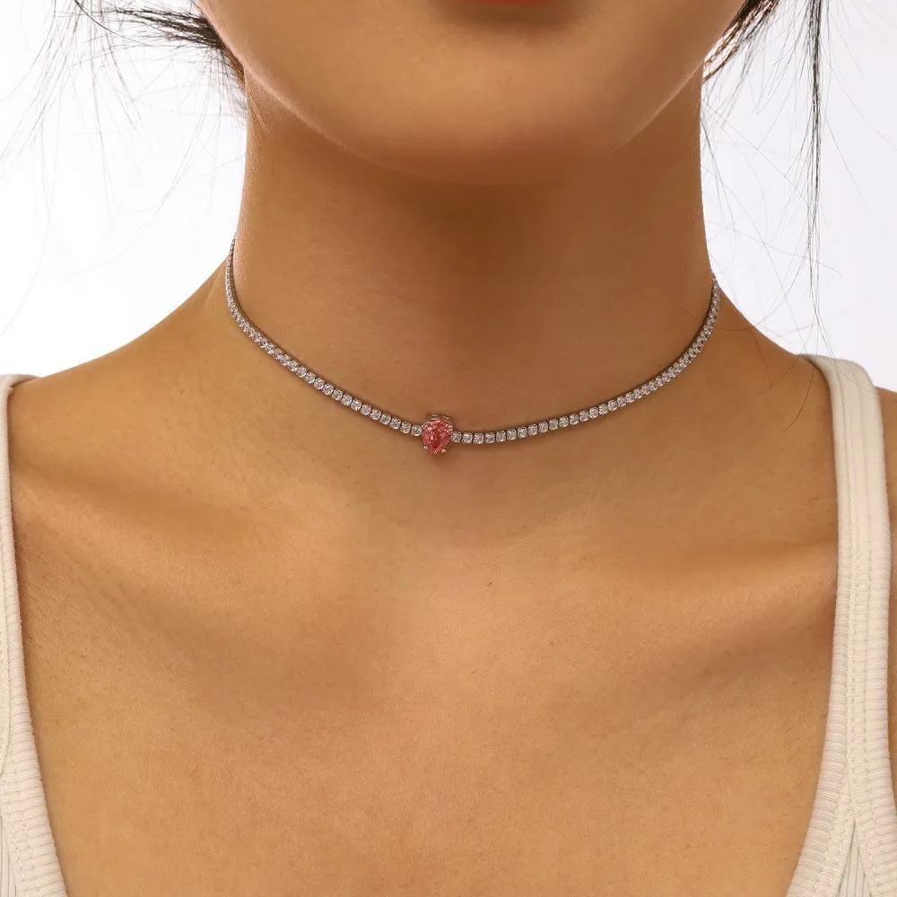 8A Zirconia Pear Pendant Tennis Necklace 80100034 - image4