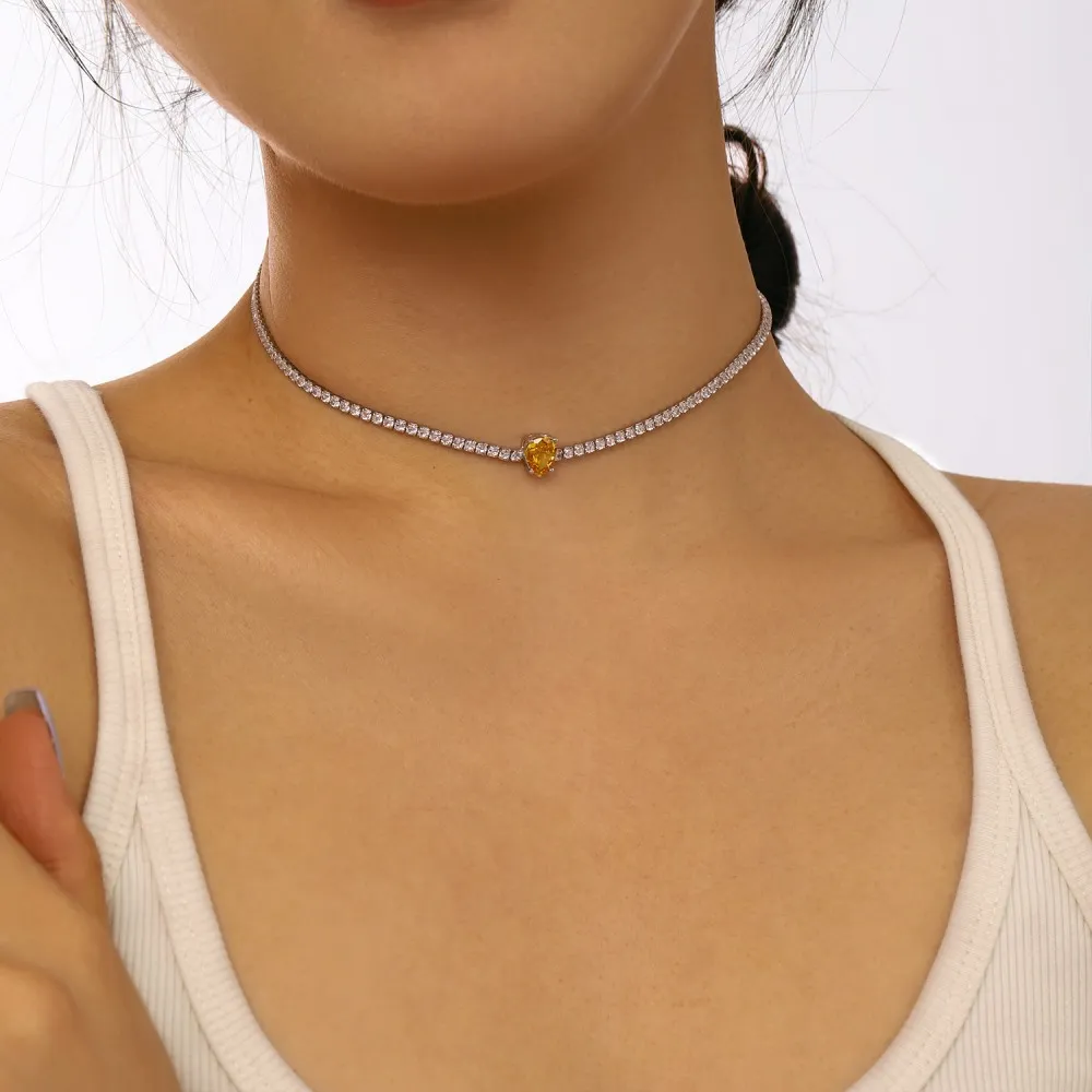 8A Zirconia Pear Pendant Tennis Necklace 80100034 - image6