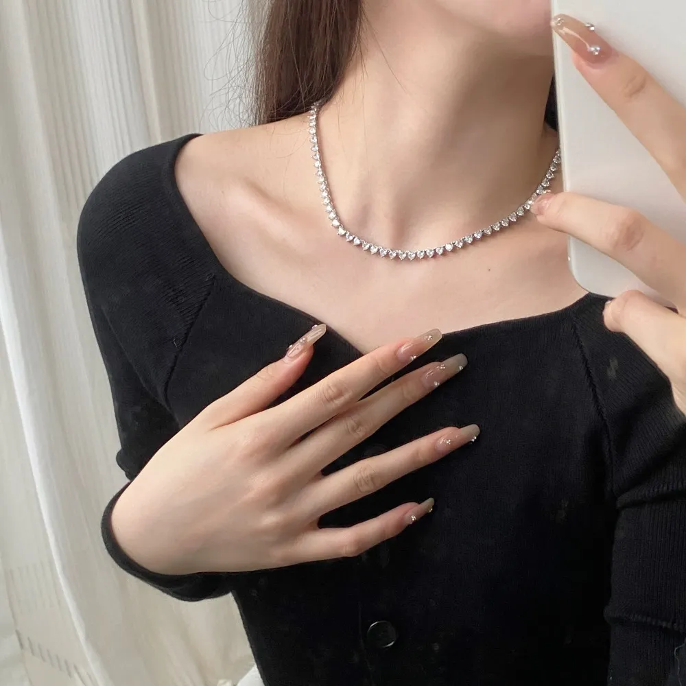 Sparkle 4mm Heart Zirconia Tennis Hiphop Necklaces 80100035 - image1