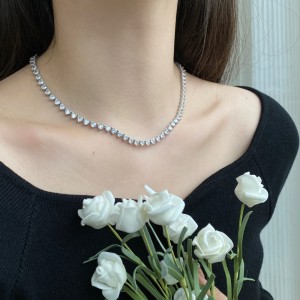 Sparkle 4mm Heart Zirconia Tennis Hiphop Necklaces 80100035