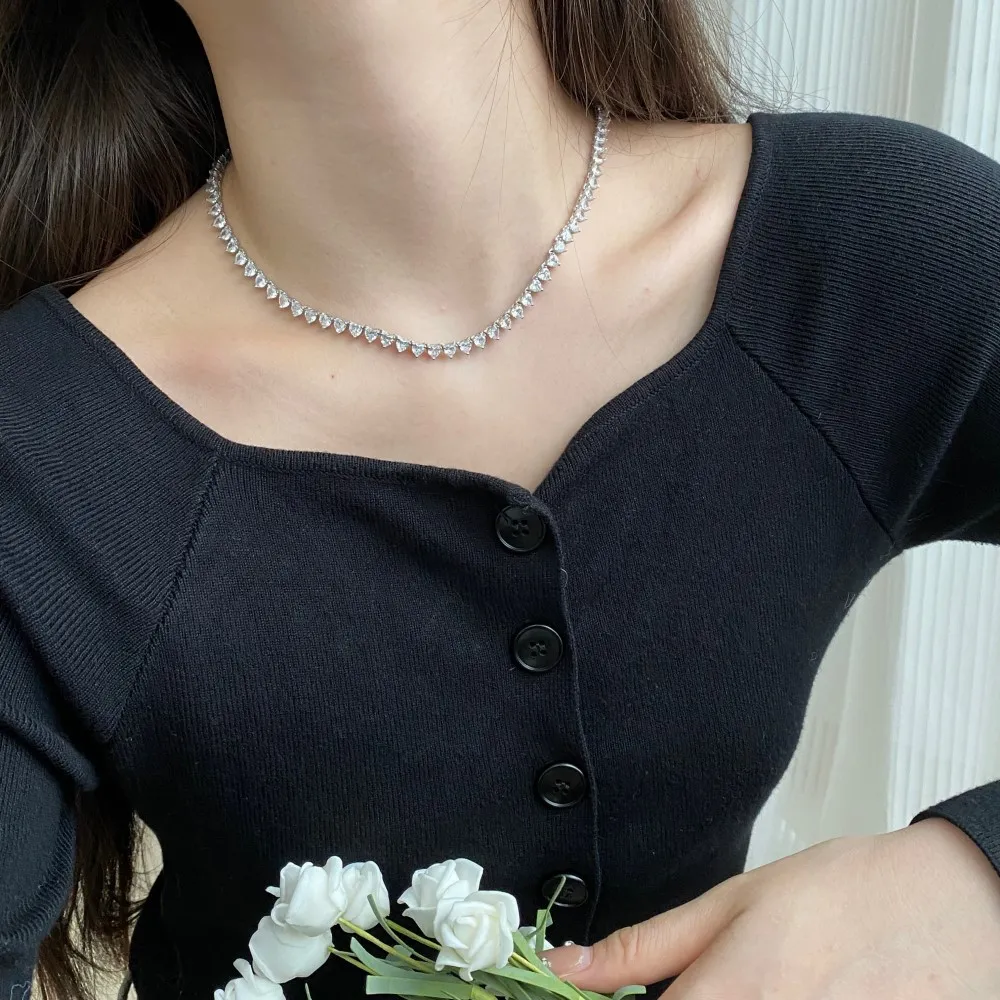 Sparkle 4mm Heart Zirconia Tennis Hiphop Necklaces 80100035 - image2