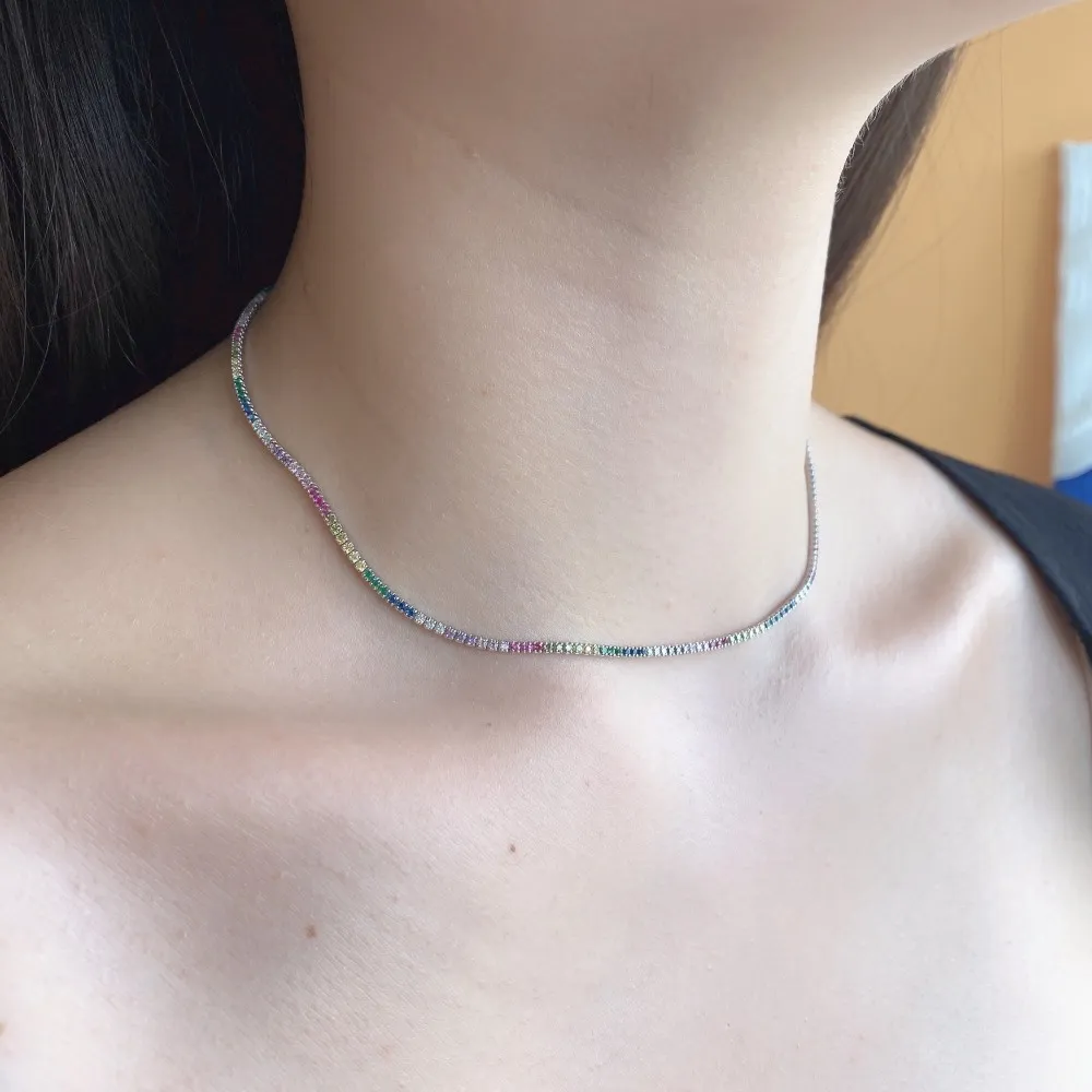 Rainbow 1.5mm Zirconia Tennis Necklaces 80100038 - image1