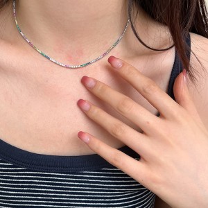 Rainbow 1.5mm Zirconia Tennis Necklaces 80100038