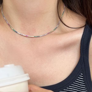 Rainbow 1.5mm Zirconia Tennis Necklaces 80100038