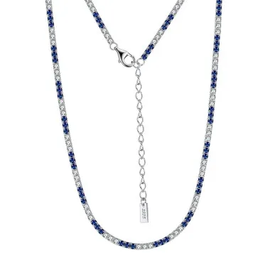 Blue White 2mm Zirconia Tennis Necklaces 80100039