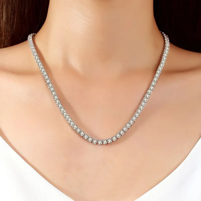 S925 2mm/3mm/4mm/5mm Cubic Zirconia Moissanite Tennis Necklace - image1