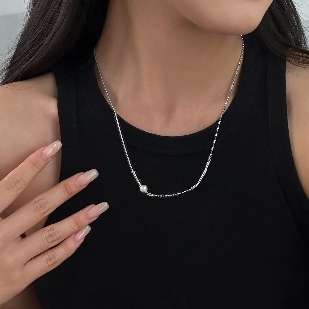925 Sterling Silver Beads Chain Necklace 80100046 - image2