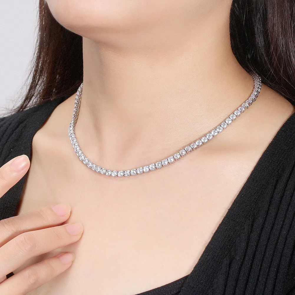S925 4mm Zirconia Tennis Chain Necklace 80100047 - image1