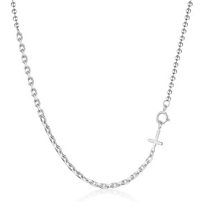 925 Sterling Silver Beads Cross Chain Necklace 80100048 925 Sterling Silver Beads Cross Chain Necklace 80100048