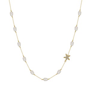 S925 Zirconia Seafish Fresh Water Pearl Necklace 80100049