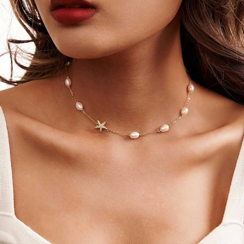 S925 Zirconia Seafish Fresh Water Pearl Necklace 80100049 - image1