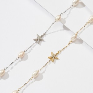 S925 Zirconia Seafish Fresh Water Pearl Necklace 80100049