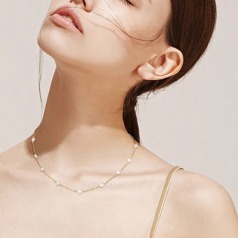 925 Sterling Silver Fresh Water Pearl Necklace 80100050 - image1