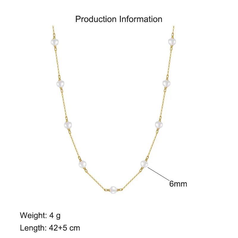 925 Sterling Silver Fresh Water Pearl Necklace 80100050 - image2