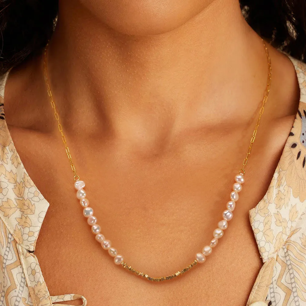 S925 Baroque Fresh Water Pearl Silver Beads Necklace 80100052 - image1