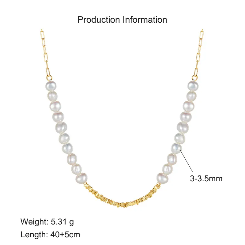 S925 Baroque Fresh Water Pearl Silver Beads Necklace 80100052 - image2