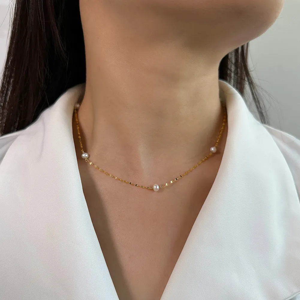 925 Sterling Silver Fresh Water Pearl Necklace 80100056 - image1