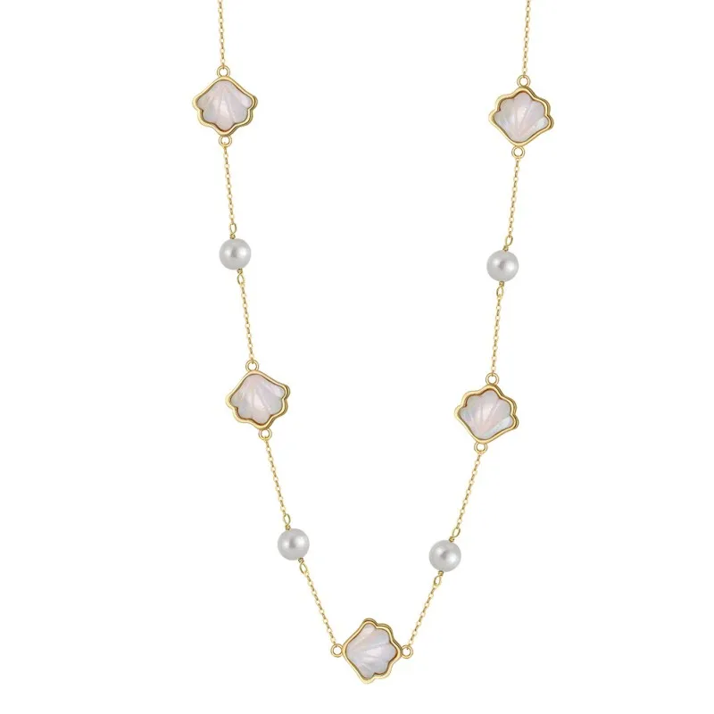 925 Sterling Silver Shell Fresh Water Pearl Necklace 80100057