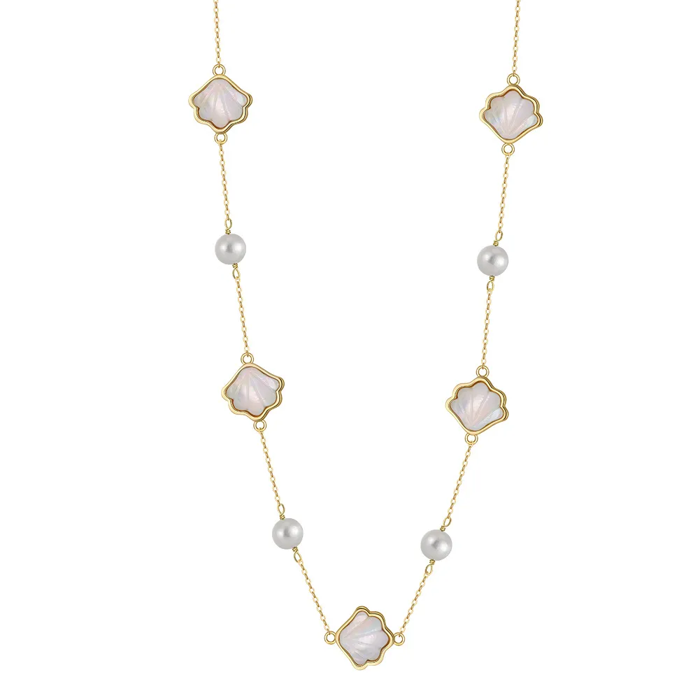 925 Sterling Silver Shell Fresh Water Pearl Necklace 80100057