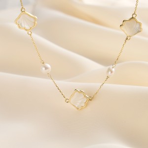 925 Sterling Silver Shell Fresh Water Pearl Necklace 80100057