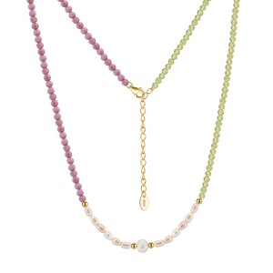 S925 Nature Micarex Olivine Fresh Water Pearl Necklace 80100061
