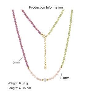 S925 Nature Micarex Olivine Fresh Water Pearl Necklace 80100061