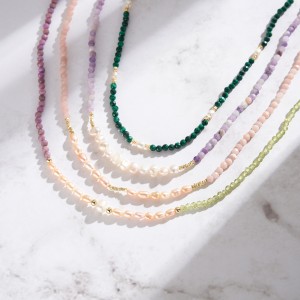 S925 Nature Micarex Olivine Fresh Water Pearl Necklace 80100061