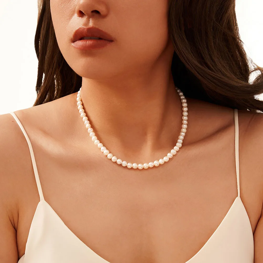 925 Sterling Silver Elegant Fresh Water Pearl Necklace 80100062 - image1