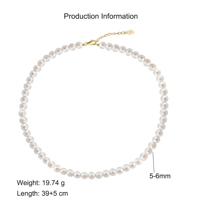 925 Sterling Silver Elegant Fresh Water Pearl Necklace 80100062 - image2