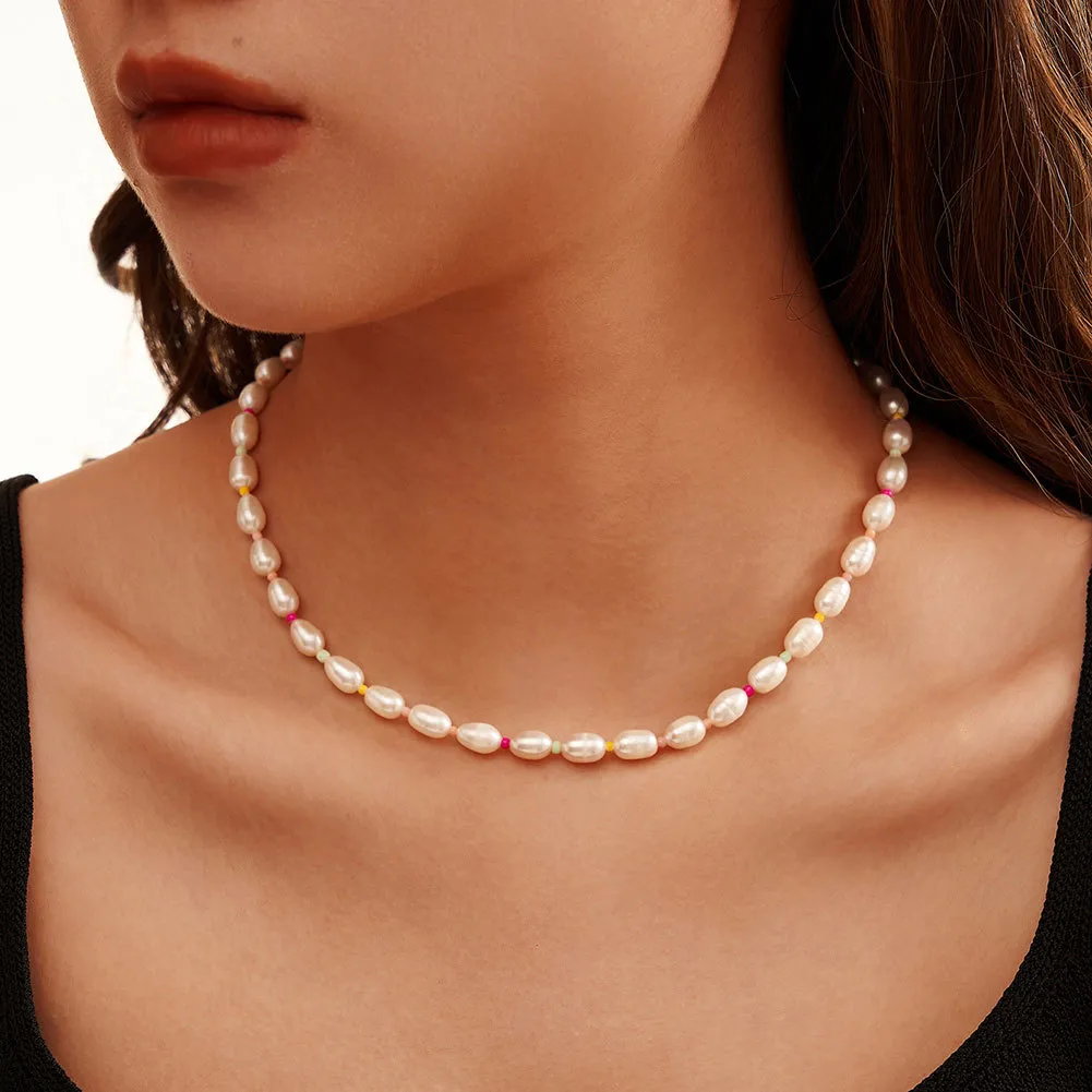 S925 Fresh Water Pearl Colorful Beads Necklace 80100063 - image1