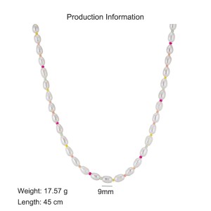 S925 Fresh Water Pearl Colorful Beads Necklace 80100063