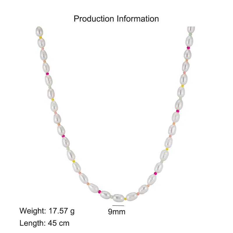 S925 Fresh Water Pearl Colorful Beads Necklace 80100063 - image2