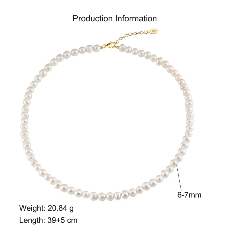 925 Sterling Silver Elegant Fresh Water Pearl Necklace 80100064 - image2