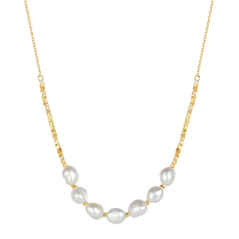 925 Sterling Silver Baroque Fresh Water Pearl Necklace 80100065