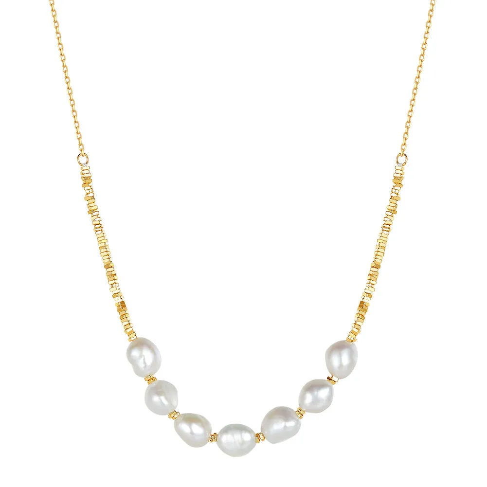 925 Sterling Silver Baroque Fresh Water Pearl Necklace 80100065