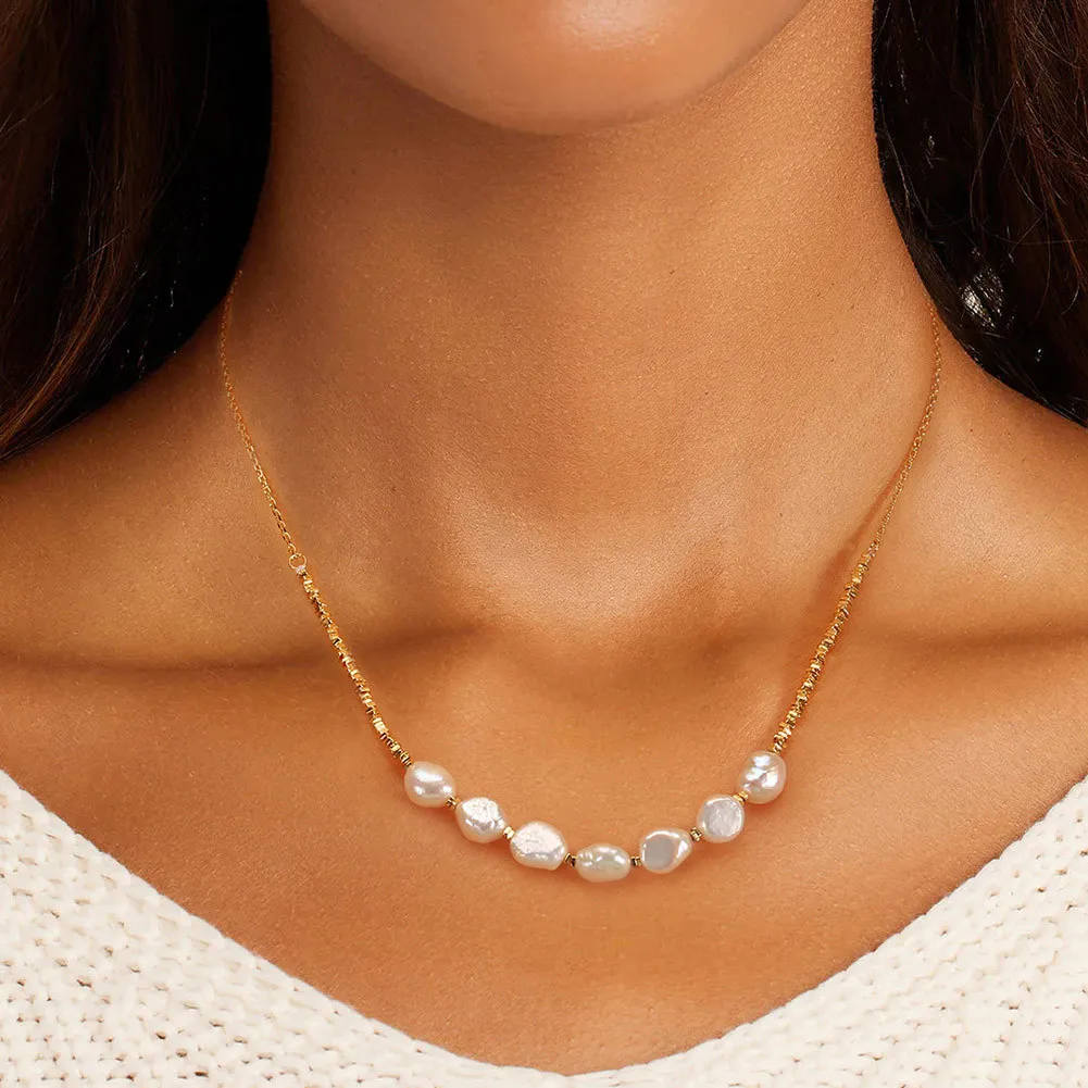 925 Sterling Silver Baroque Fresh Water Pearl Necklace 80100065 - image1