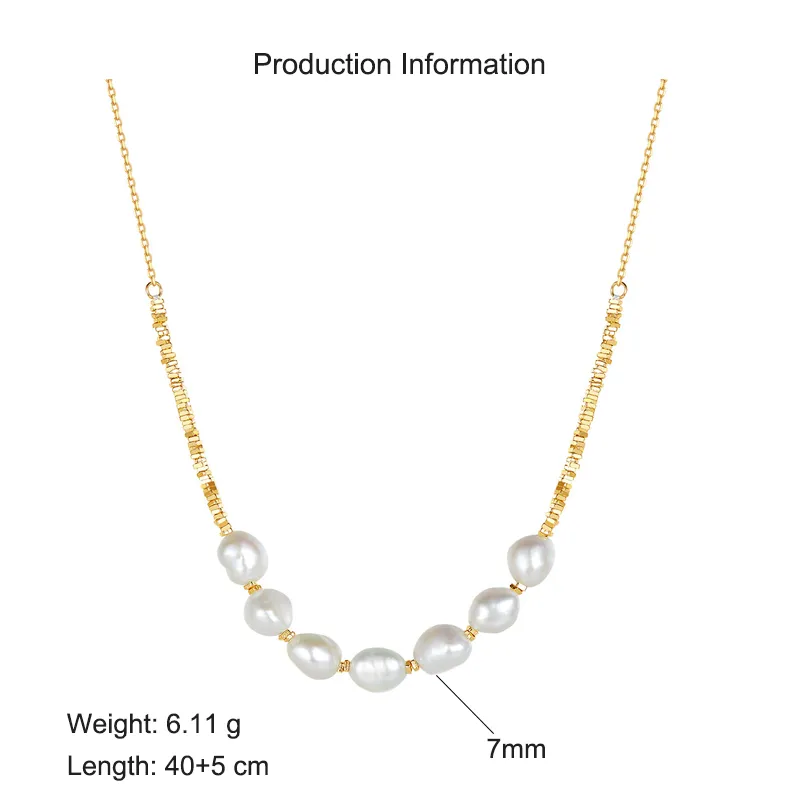 925 Sterling Silver Baroque Fresh Water Pearl Necklace 80100065 - image2