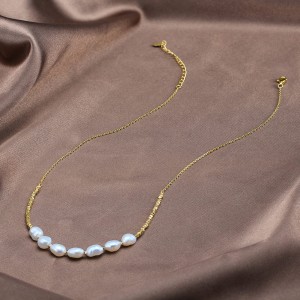 925 Sterling Silver Baroque Fresh Water Pearl Necklace 80100065