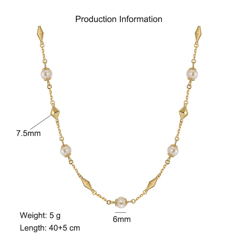 925 Sterling Silver Fresh Water Pearl Geometric Necklace 80100066 - image2