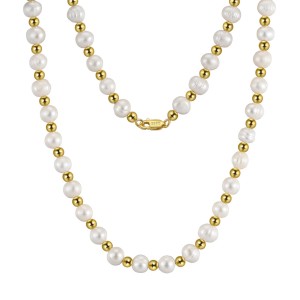 925 Sterling Silver Fresh Water Pearl Beads Necklace 80100068